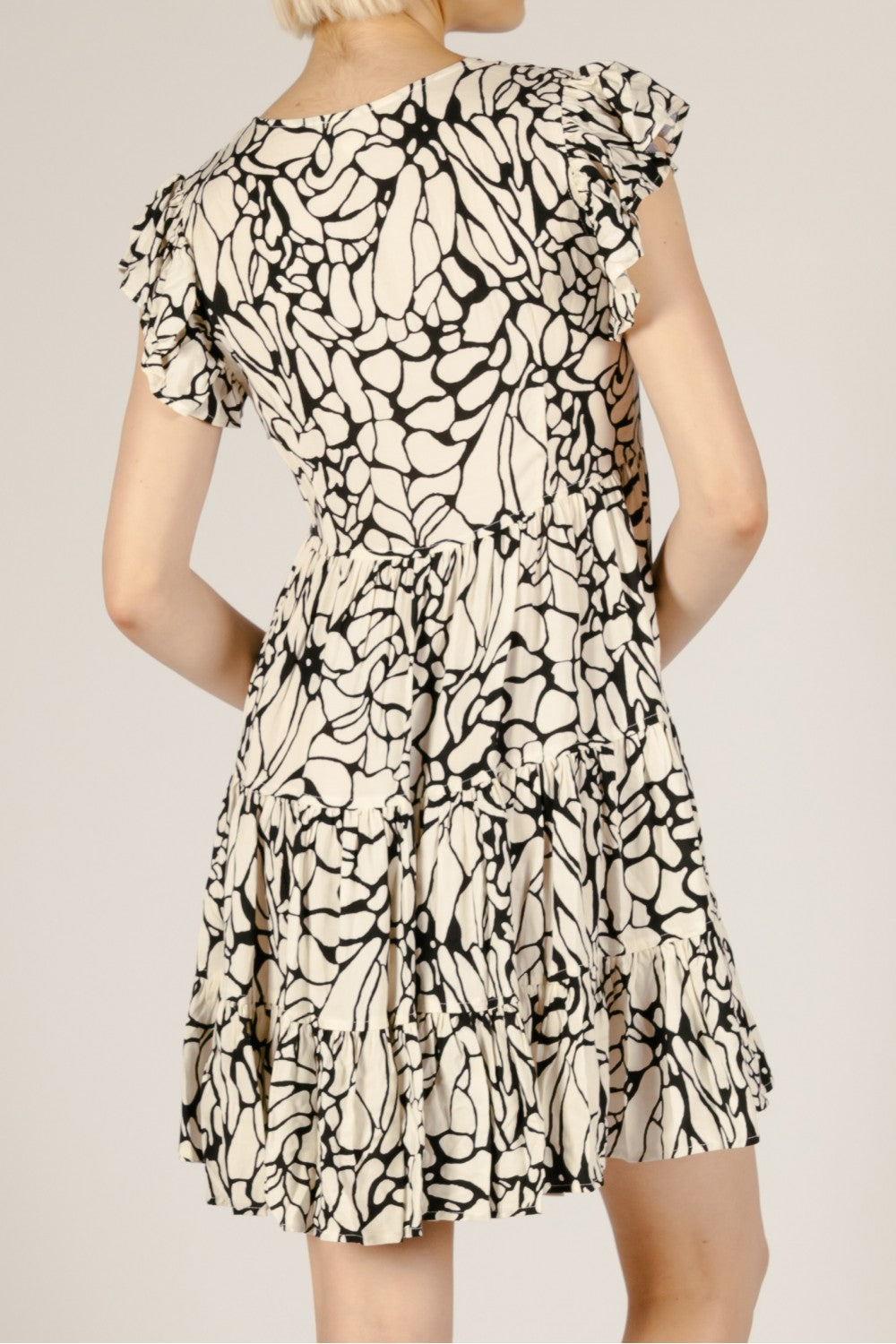 Print Ruffle Sleeve Dress