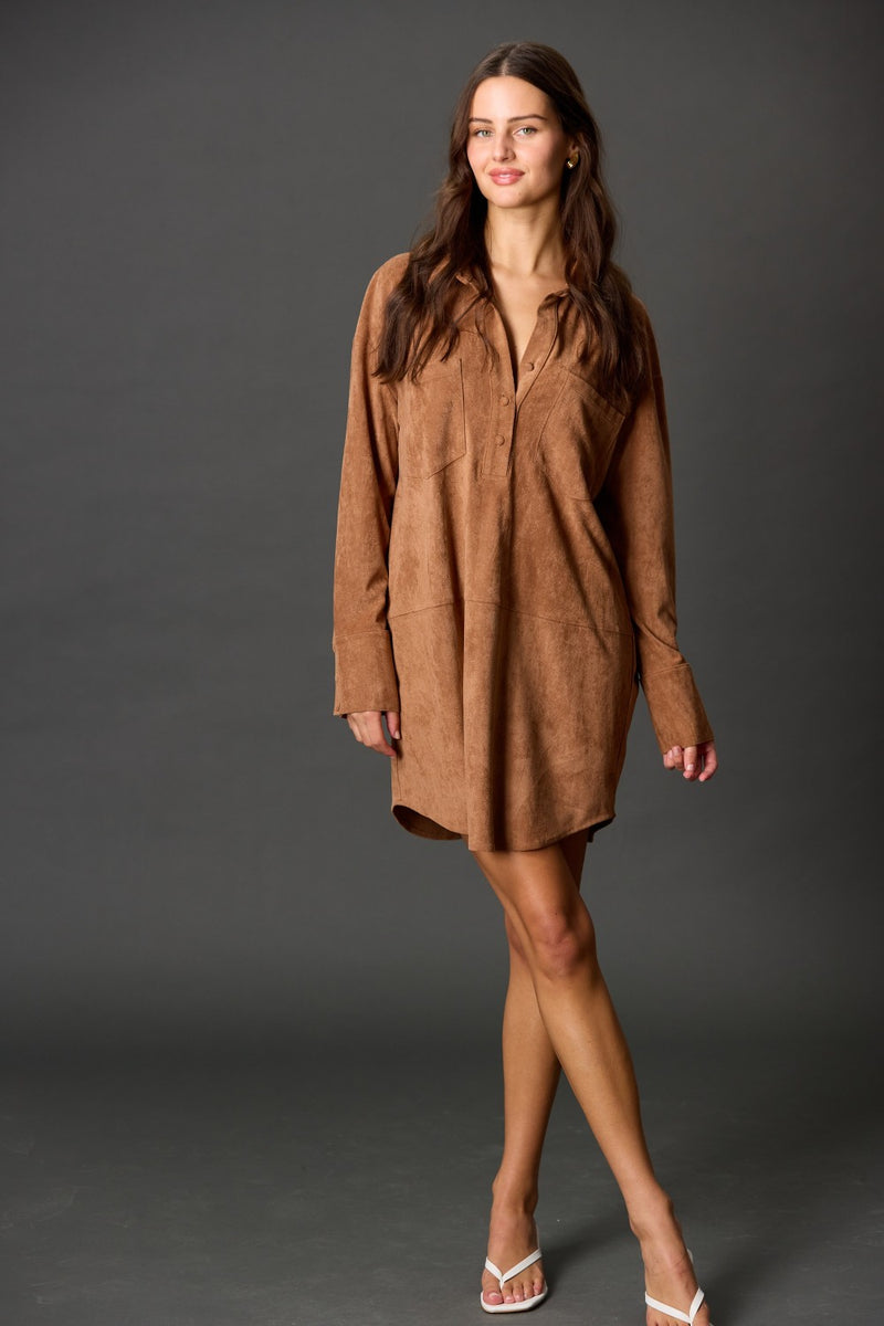 Suede Button Down Dress