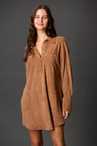 Suede Button Down Dress