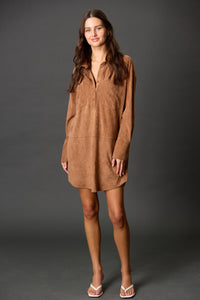 Suede Button Down Dress