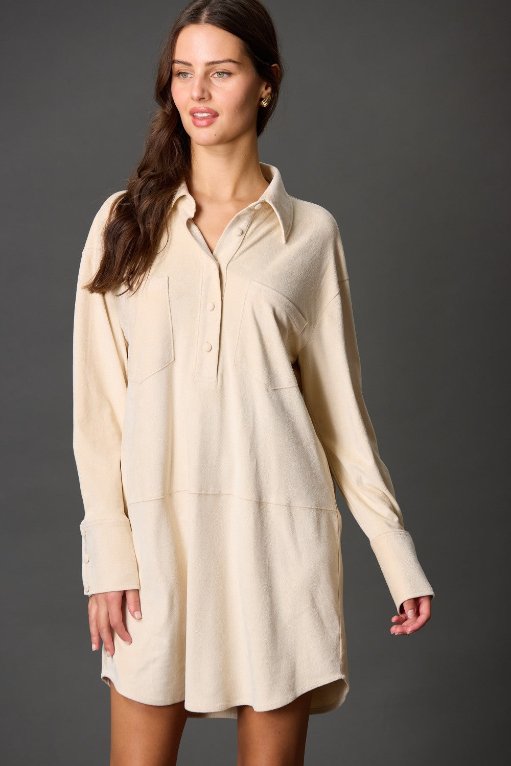 Suede Button Down Dress