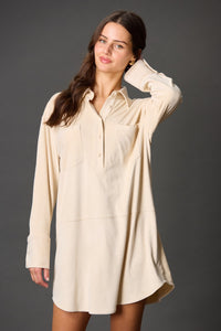 Suede Button Down Dress