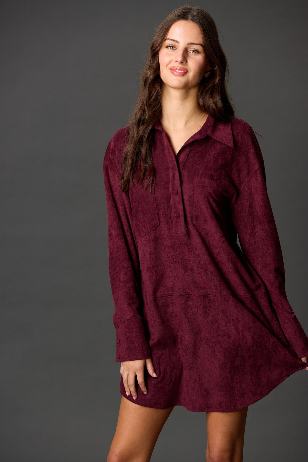 Suede Button Down Dress