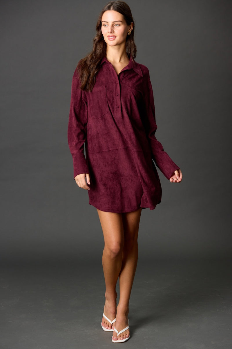 Suede Button Down Dress