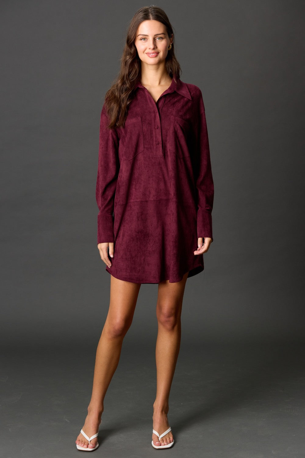 Suede Button Down Dress