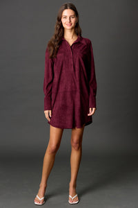 Suede Button Down Dress