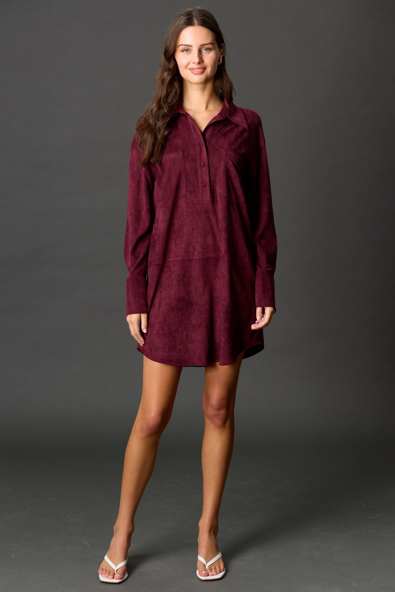 Suede Button Down Dress