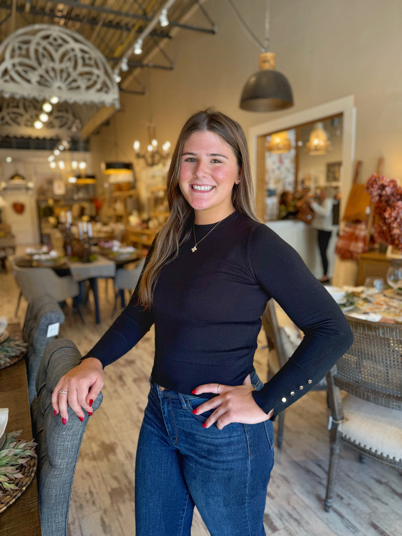 Button Cuff Slim Top