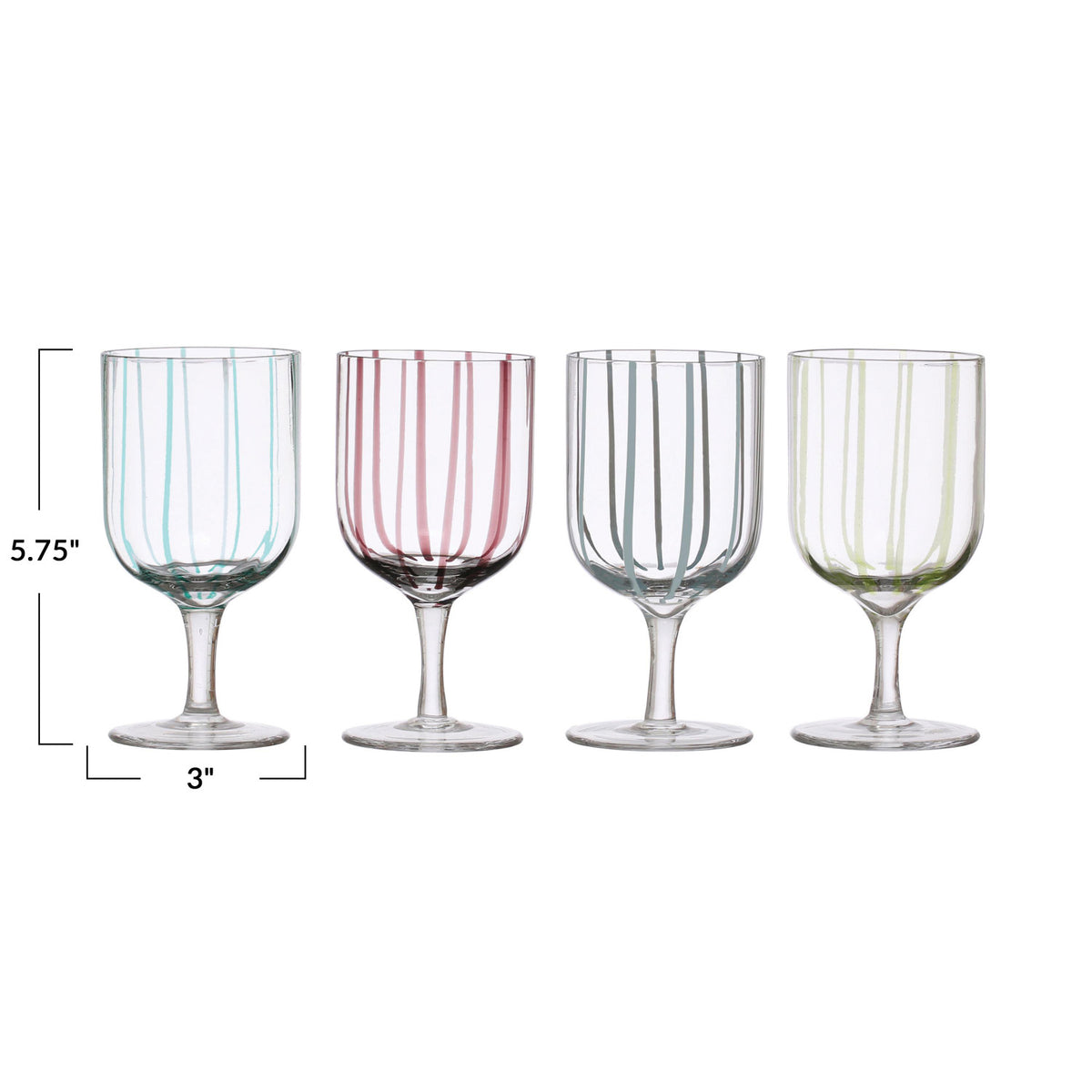 Painted Striped Stemmed Glass