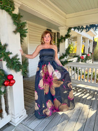 Solid and Printed Maxi Dress