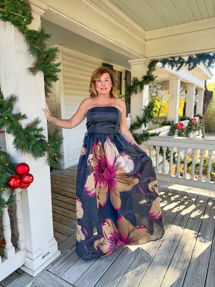 Solid and Printed Maxi Dress