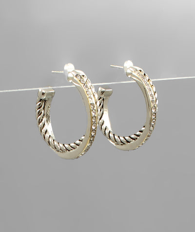 CZ Row and Rope Hoops