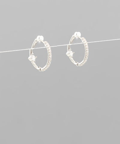CZ Oval Huggie Hoops