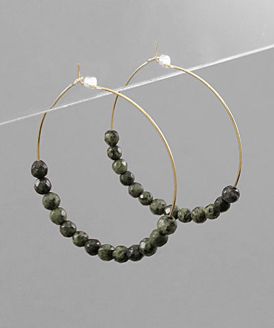 Stone Bead Wire Hoops