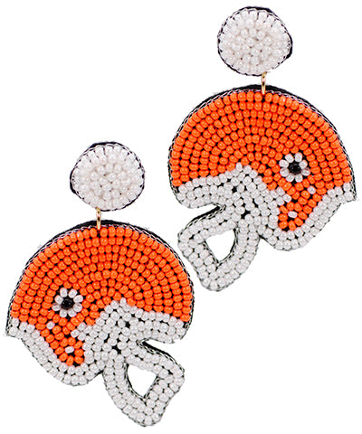 Beaded Football Helmet Earrings