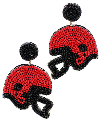 Beaded Football Helmet Earrings