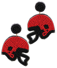 Beaded Football Helmet Earrings