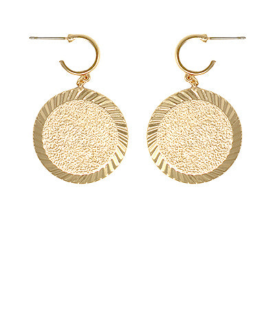 Texture Round Dangle Hoops