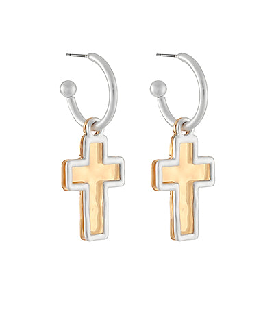 Hammered Cross Hoops