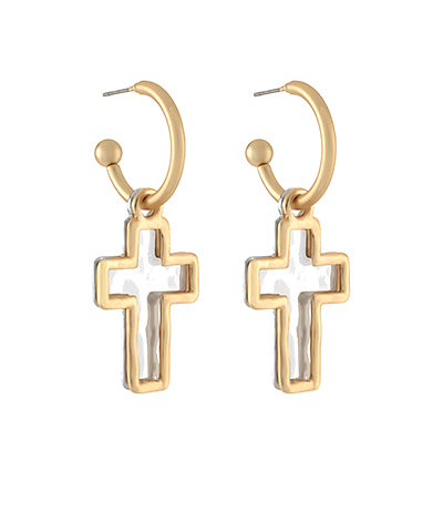 Hammered Cross Hoops