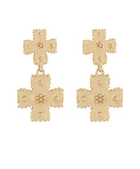 Textured Cross Dangle Earrings