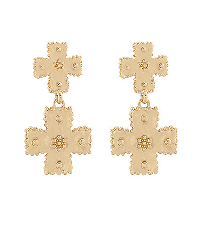 Textured Cross Dangle Earrings