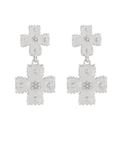 Textured Cross Dangle Earrings