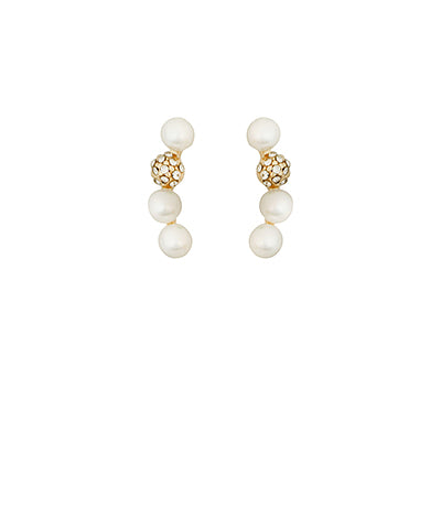 Curved Bar Pearl Earrings