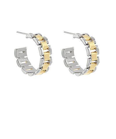 Two Tone Watchband Hoops