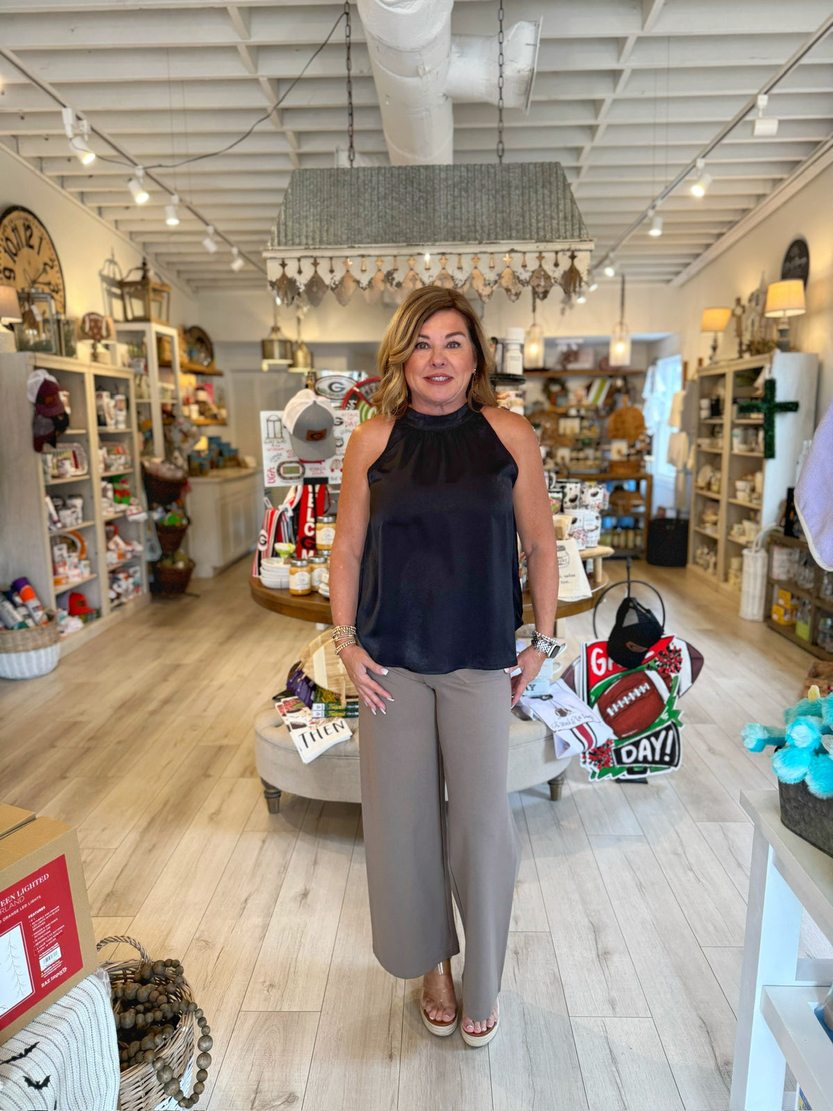 Satin High Neck Halter Top