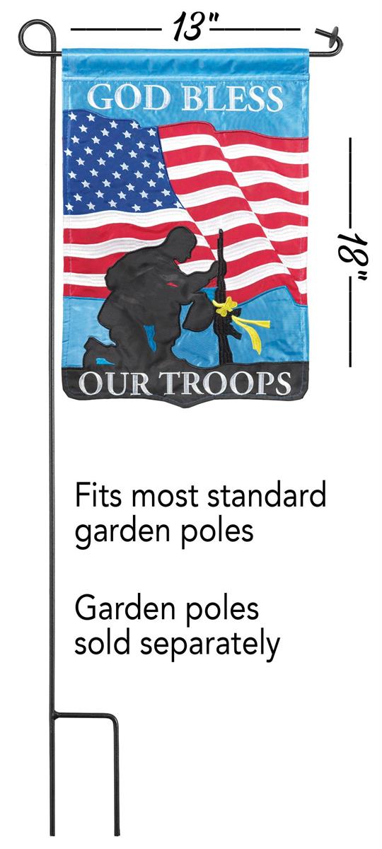 God Bless Troops Garden Flag
