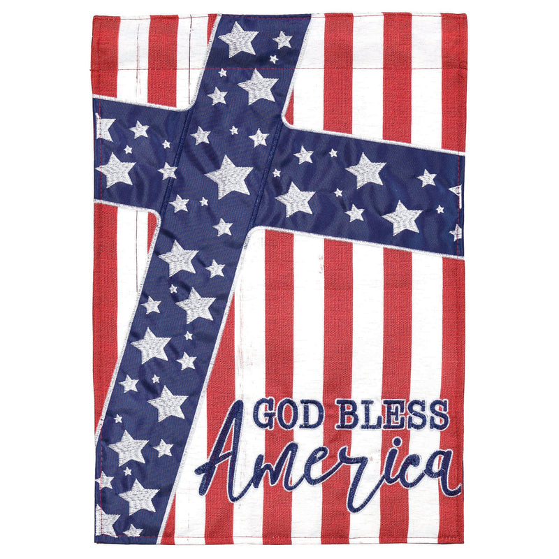 God Bless America Cross Garden Flag