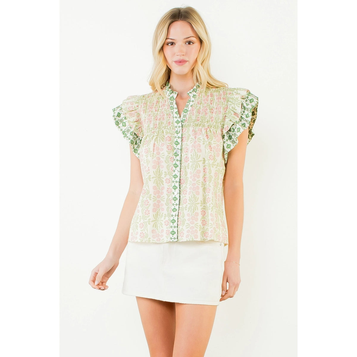 Flutter Sleeve Floral Top