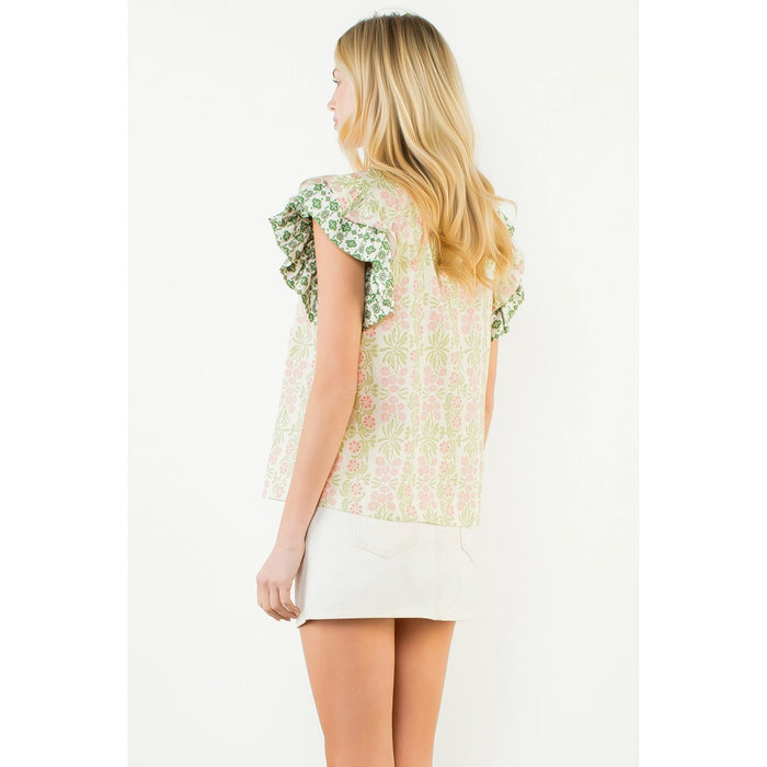 Flutter Sleeve Floral Top