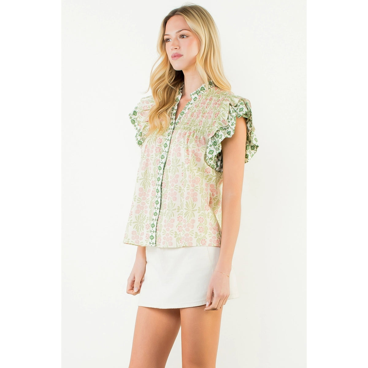 Flutter Sleeve Floral Top