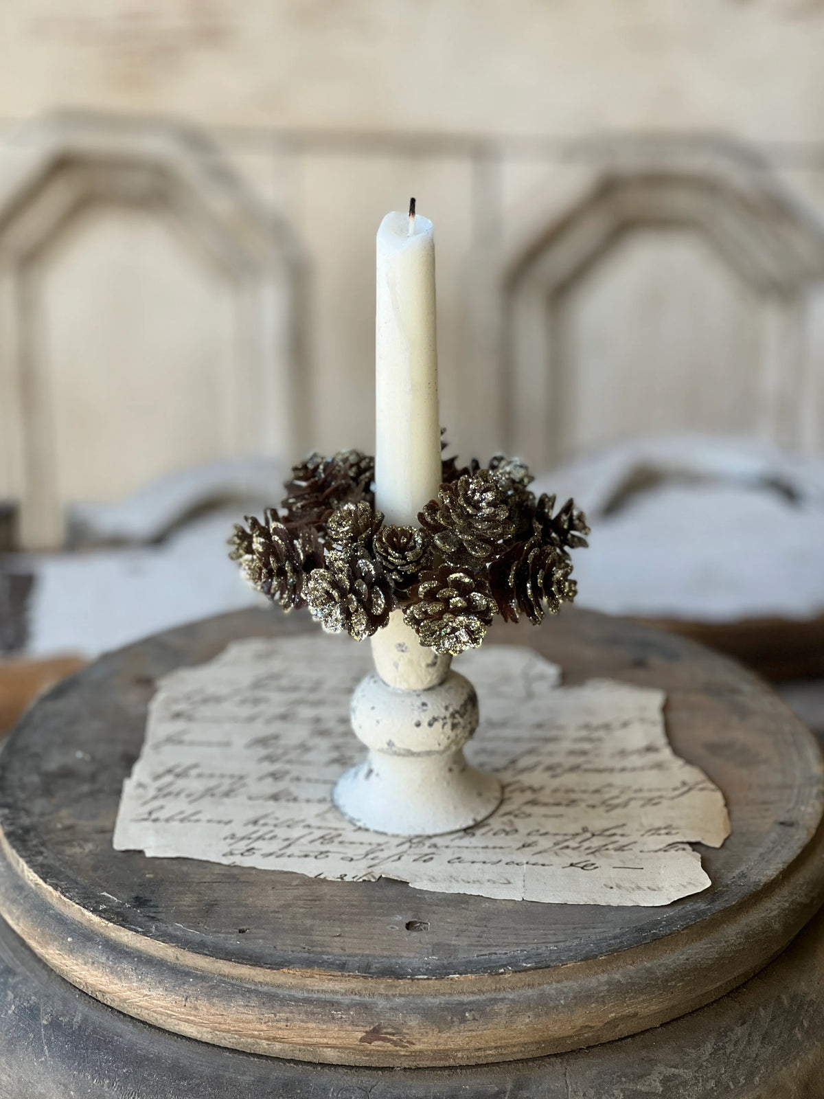 Shimmer Pine Cone Candle Ring