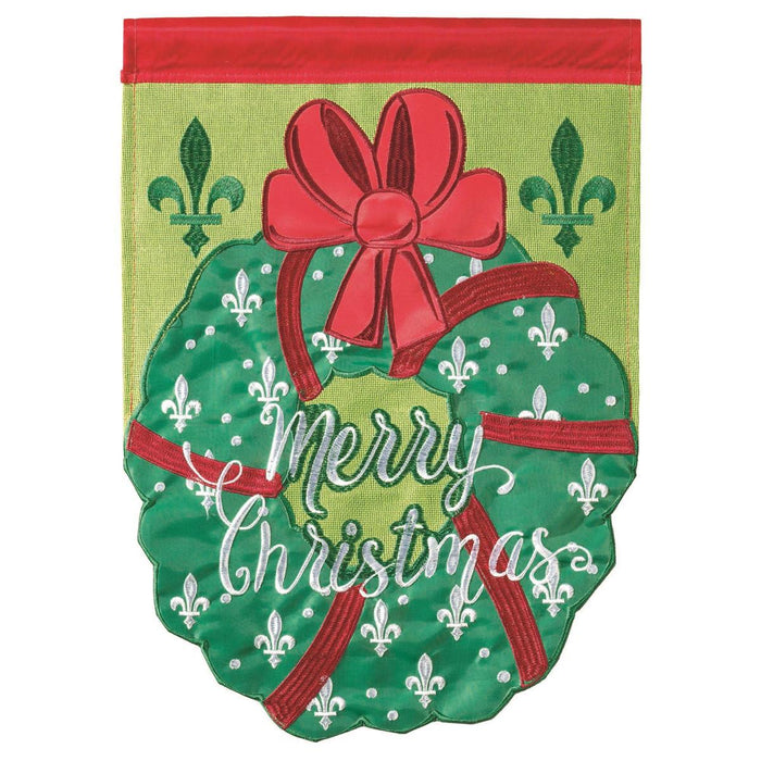 Christmas Wreath Garden Flag