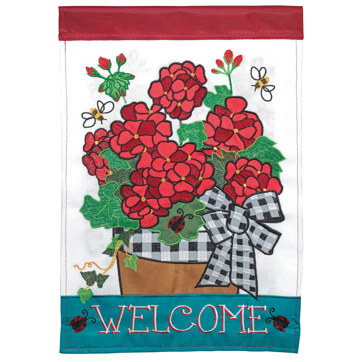 Welcome Geraniums Garden Flag