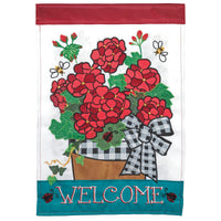 Welcome Geraniums Garden Flag