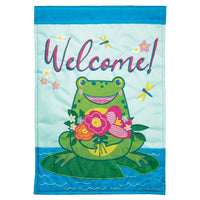 Frog Welcome Garden Flag