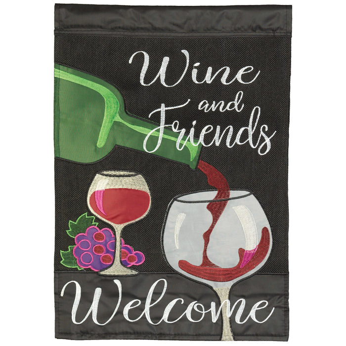 Wine and Friends Welcome Garden Flag