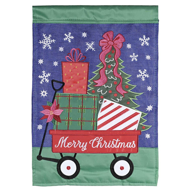 Christmas Wagon Garden Flag