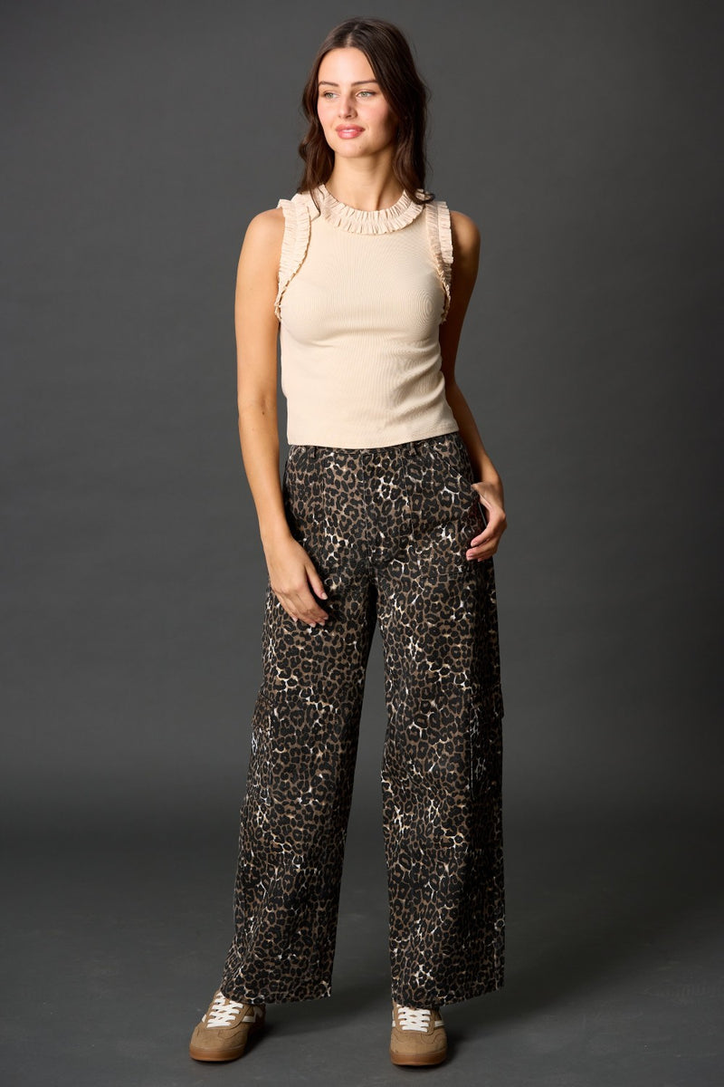 Leopard Print Cargo Pants