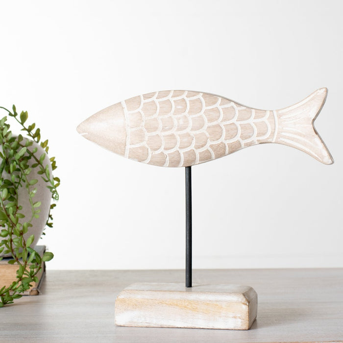 Wood Fish on Stand