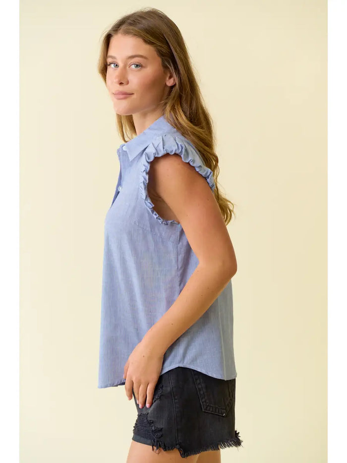 Puff Sleeve Button Down Top