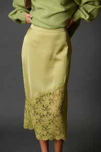 Satin Lace Pencil Skirt