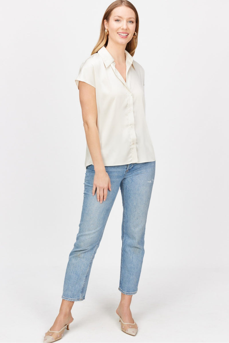 Satin Capped Sleeve Top