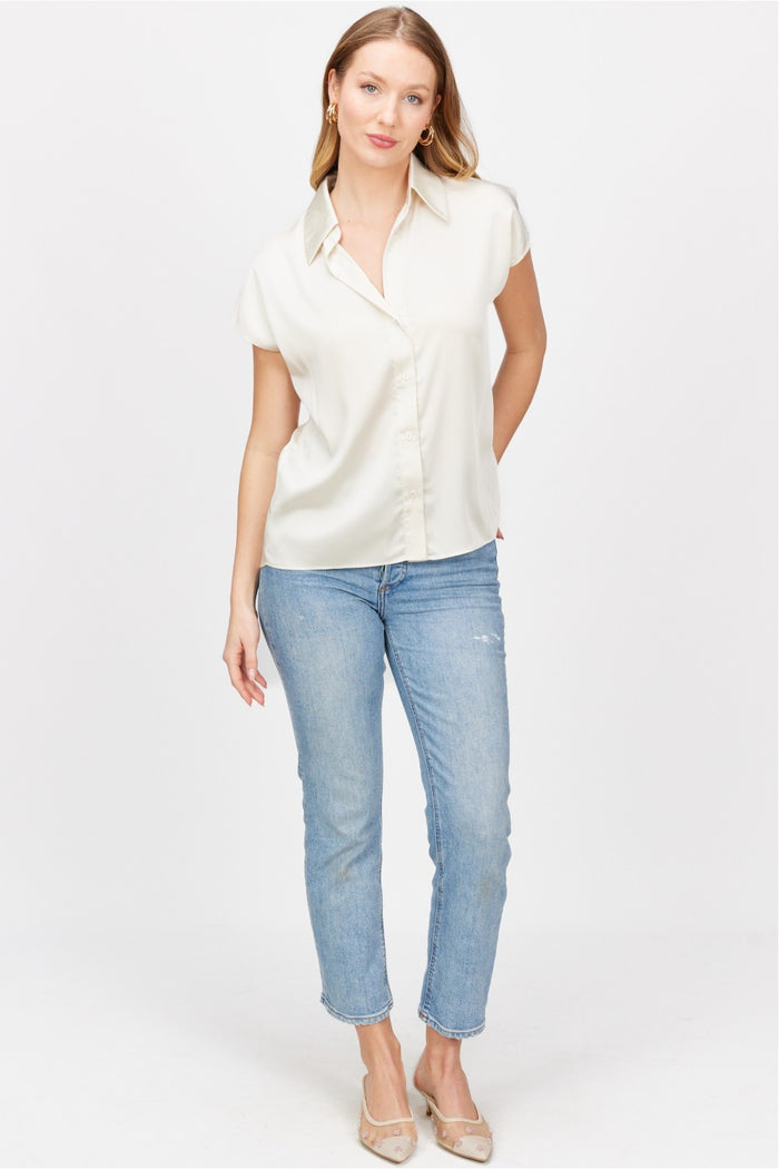 Satin Capped Sleeve Top