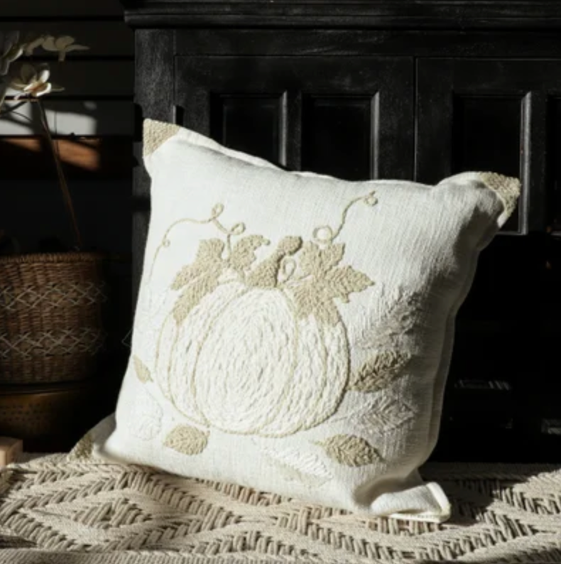 Corner Stitched Pumpkin Pillow