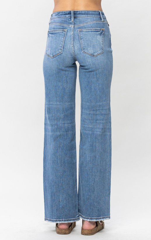 Vintage Wash Wide Leg Jeans